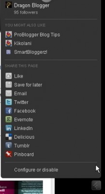 The floating share bar in feedly
