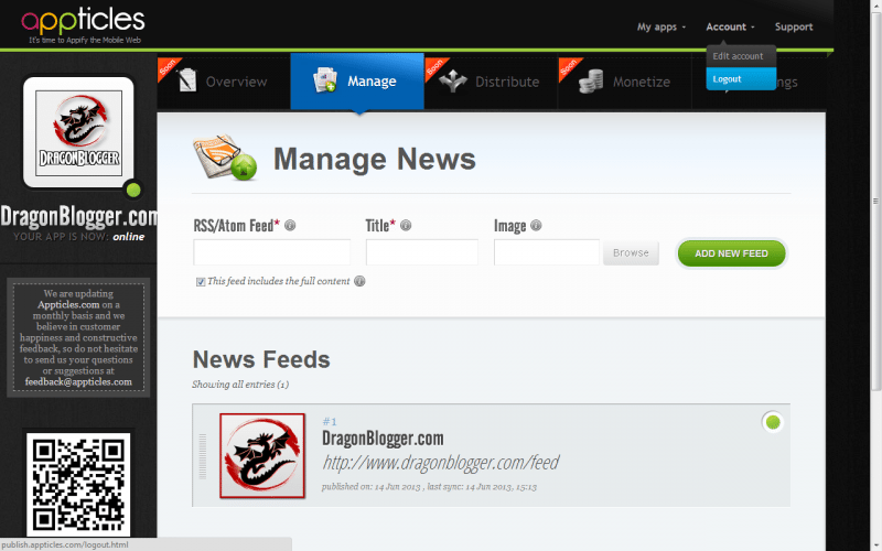 Appticles Create News Feed