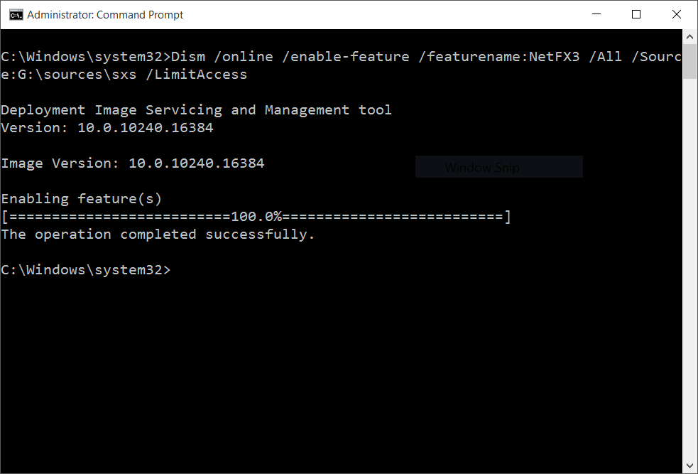 command line to install dot net 3.5 windows 10