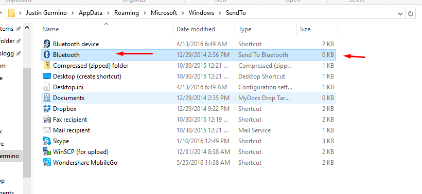 windows 10 bluetooth file location