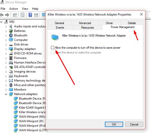 issue with the killer network drivers