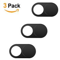 Webcam Cover Slide 0.027in Ultra Thin Metal Magnet Web Camera Cover for Laptops Smartphone Mac Macbook Pro PC Tablets Protecting Your Privacy Black(3 packs)