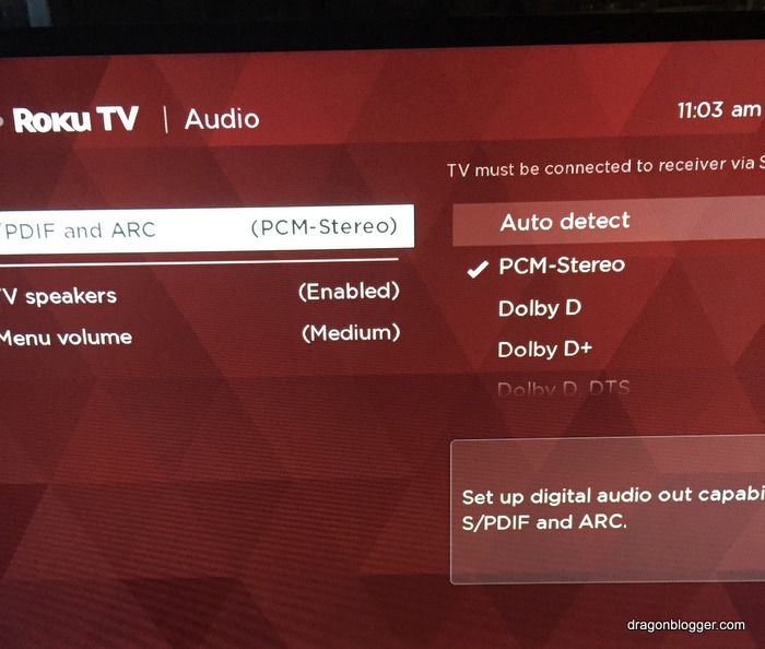 roku tv digital audio out