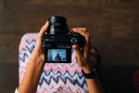Camera with flip screen for vlogging
